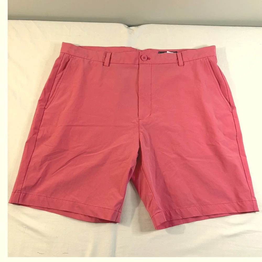 Vineyard Vines Breaker Shorts Men 36 Pink Coral Golf Preppy Stretch 9 Inseam NEW